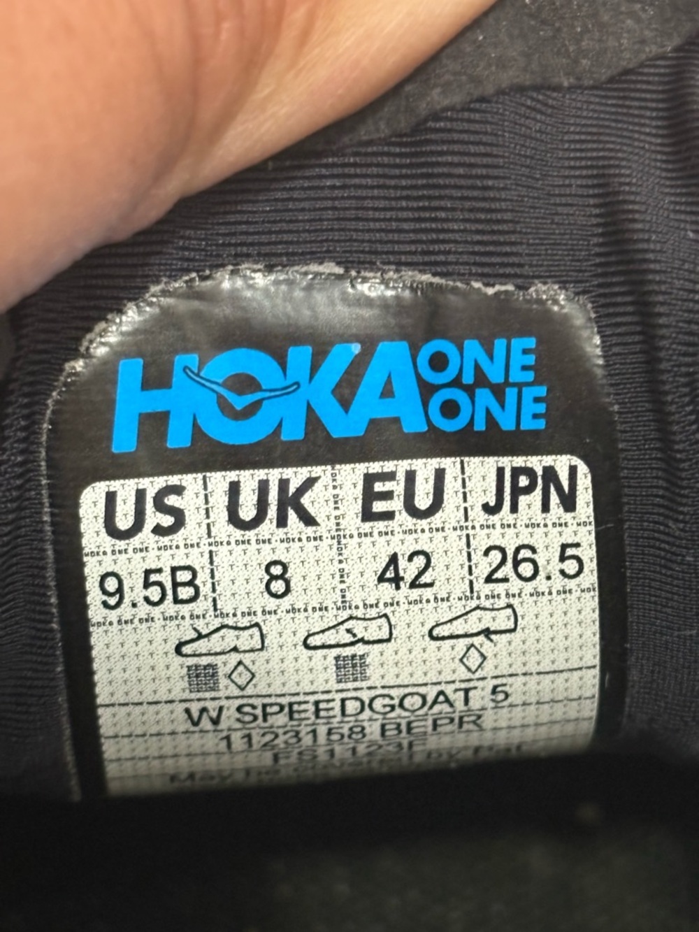 HOKA ONE ONE Speedgoat 5 Black Evening Primrose Trail Running Sneaker Size 9.5B - Picture 7 of 7